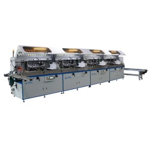 LP-F102-M Machine de sérigraphie universelle entièrement automatique pour la décoration de récipients en plastique cylindriques, ovales et plats